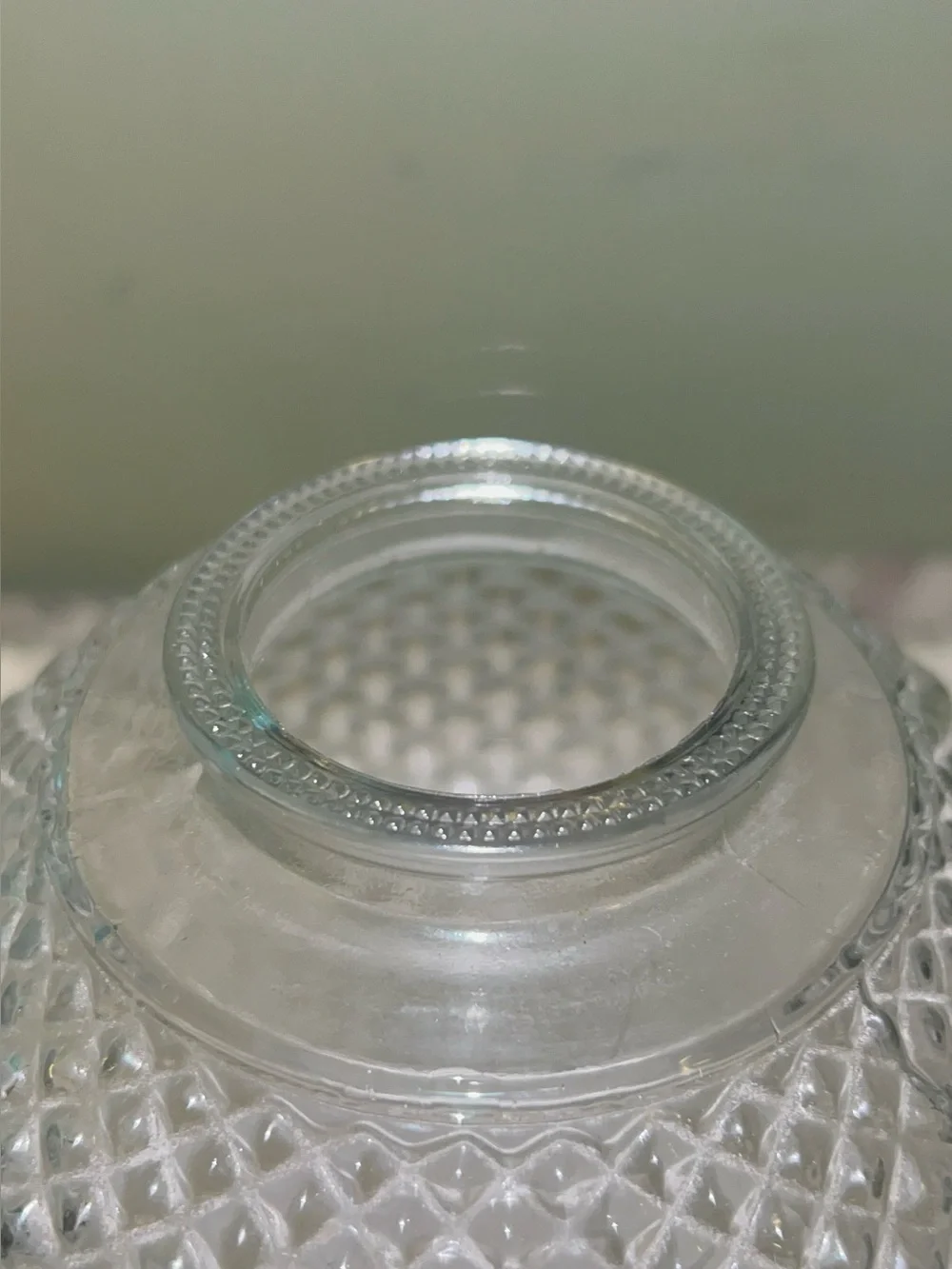 Pressed Glass Sphere Diamond Pattern Lamp/Burricane Lamp Shade Vintage